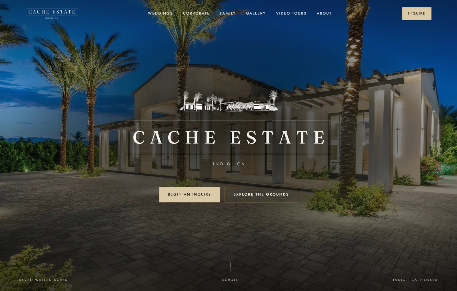 Cache Estate website after Mission Hub