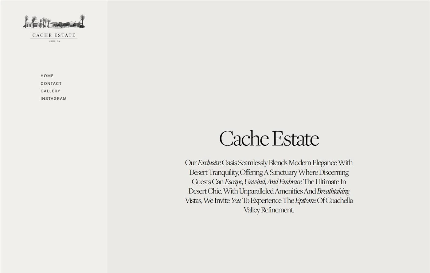 Cache Estate website before Mission Hub rebuilt it