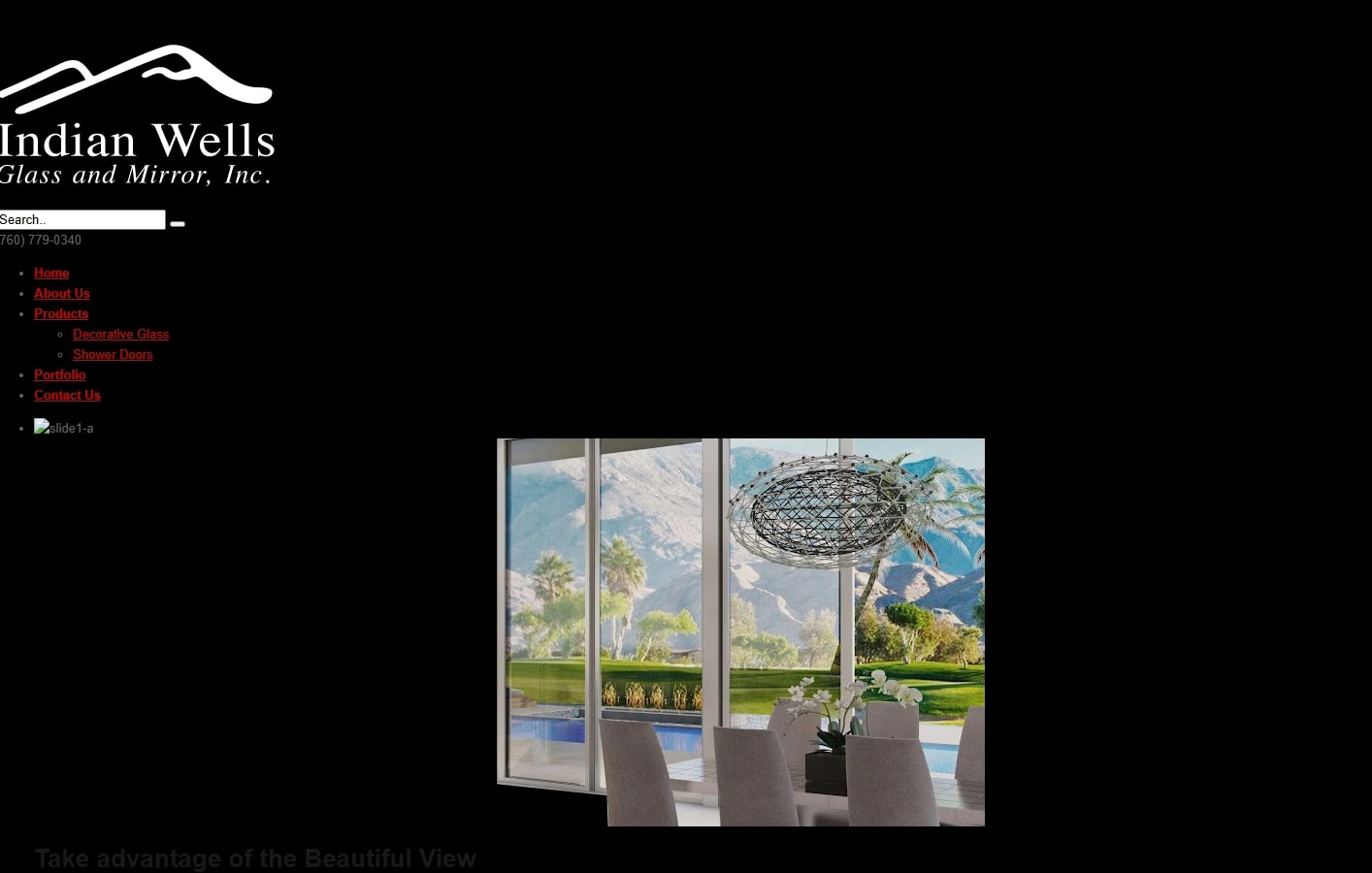 Indian Wells Glass & Mirror website before Mission Hub rebuilt it