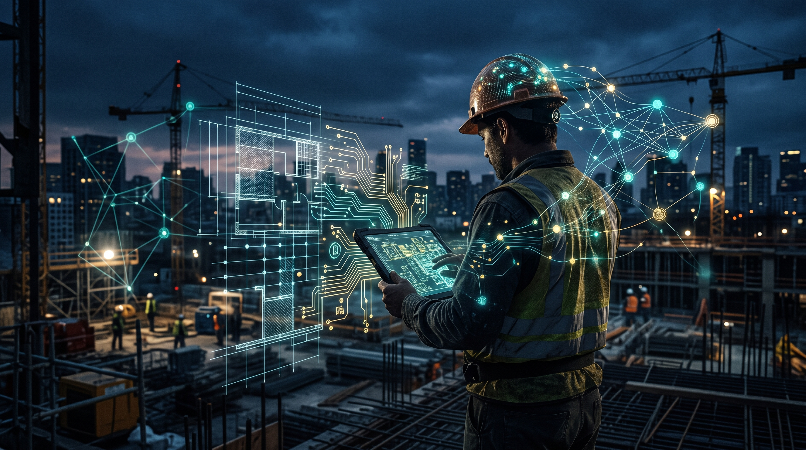 AI automation for contractors — blueprint meets digital circuit